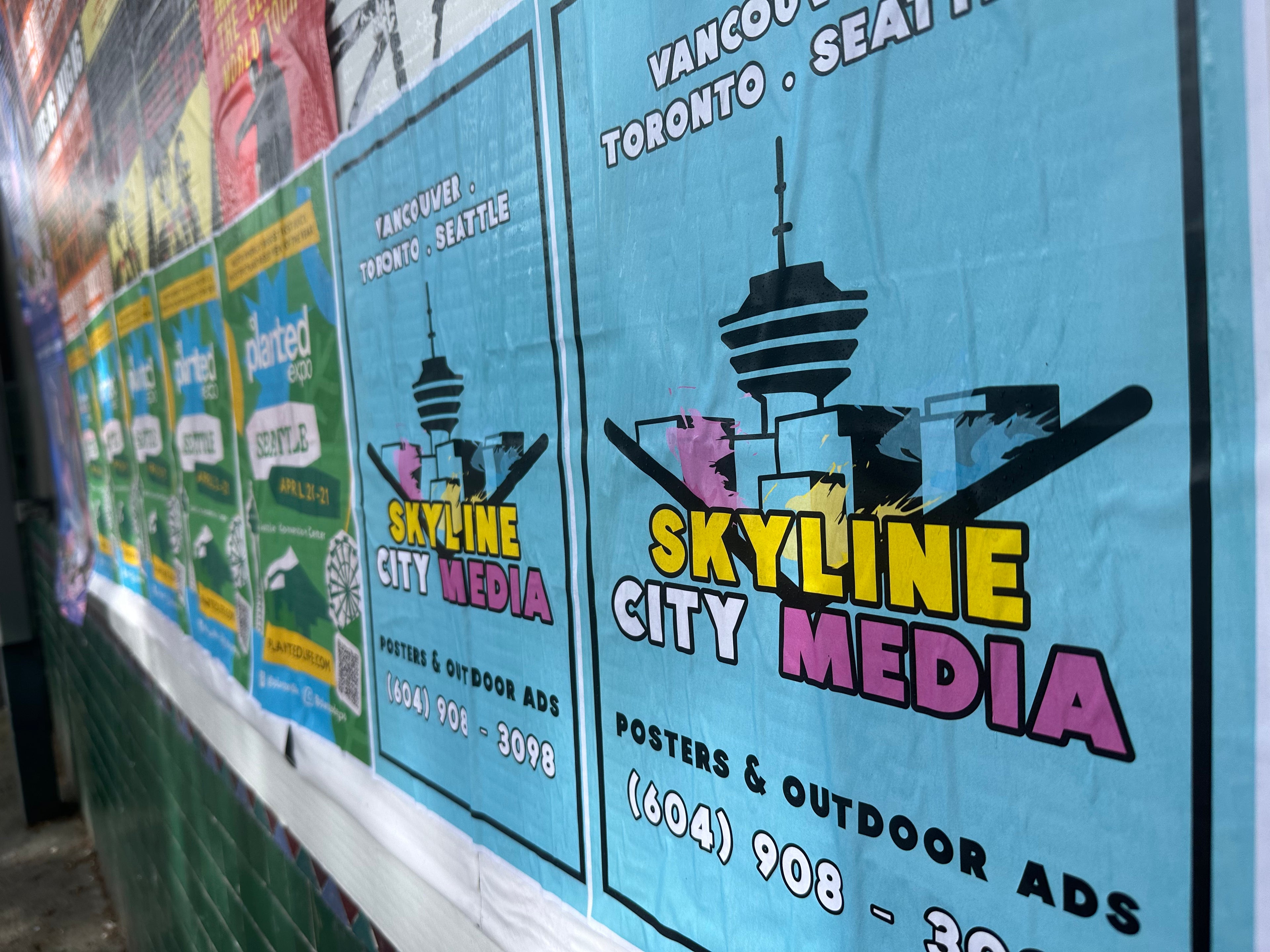 Skyline City Media postering collage shown up close demonstrating this unique grassroots advertising solution