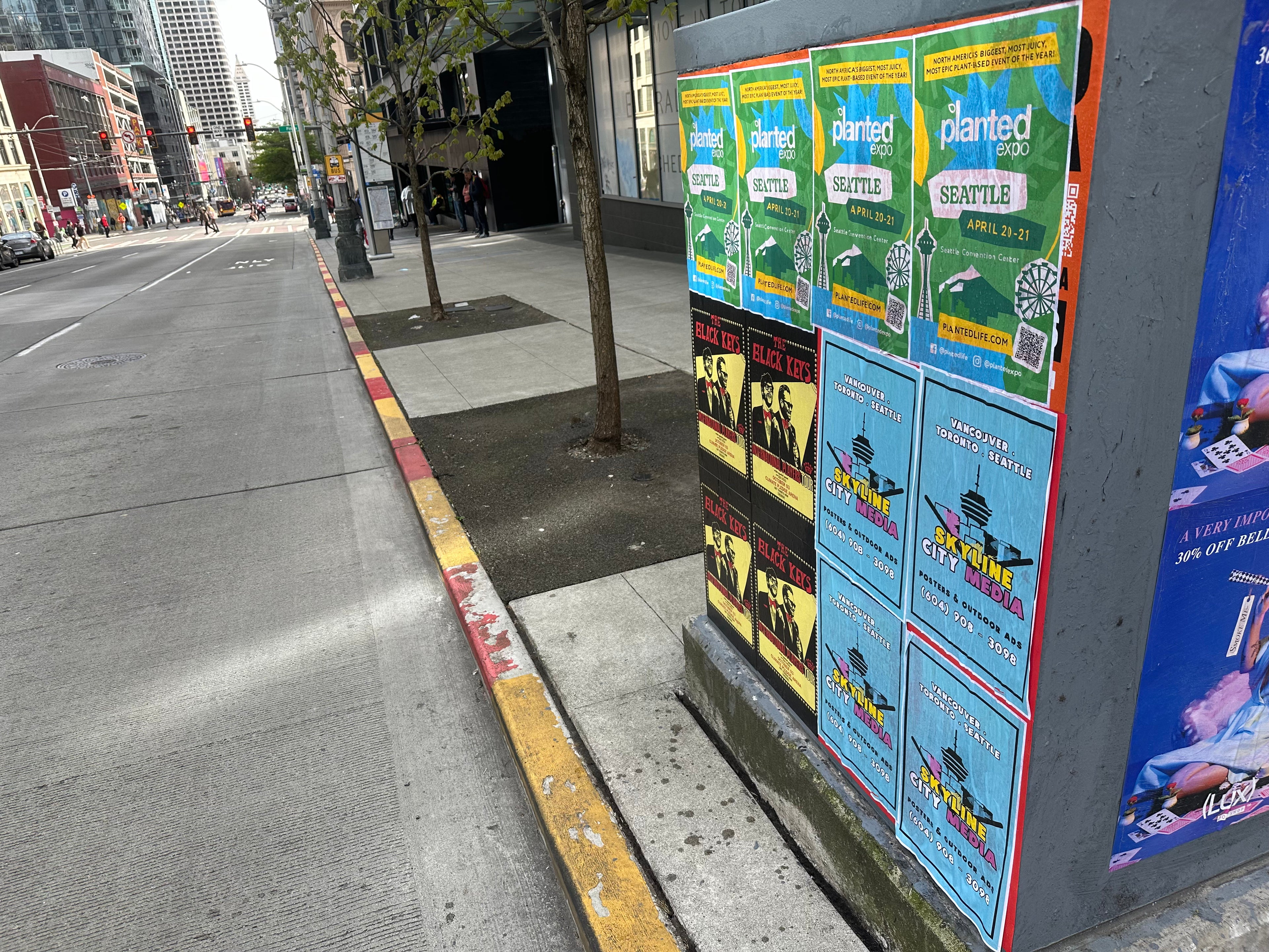 Postering collage of Planted Expo seattle and Skyline City Media posters - one of our wheatposting guerilla marketing advertising solutions