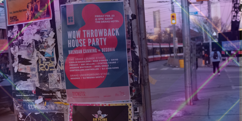 Posters on a pole in Toronto distributed by Skyline City Media as a guerilla marketing tactic