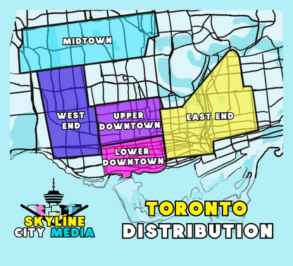 Skyline City Media Toronto Poster Distribution Map targeting the busiest areas in Toronto